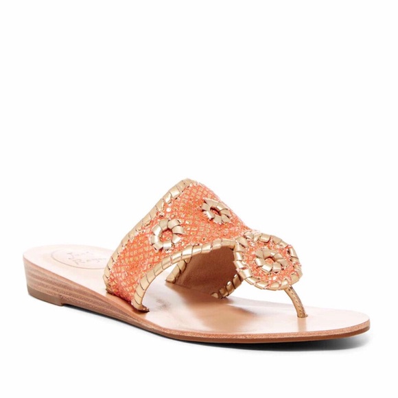 Jack Rogers Carissa Firecoral Gold Thong Sandal - Picture 3 of 7